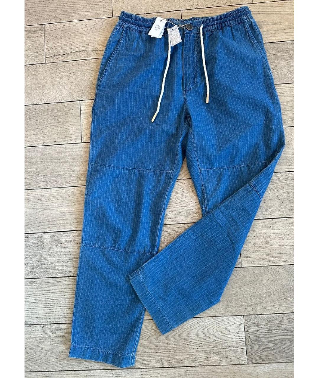 ELEVENTY Синие хлопковые прямые брюки, фото 2