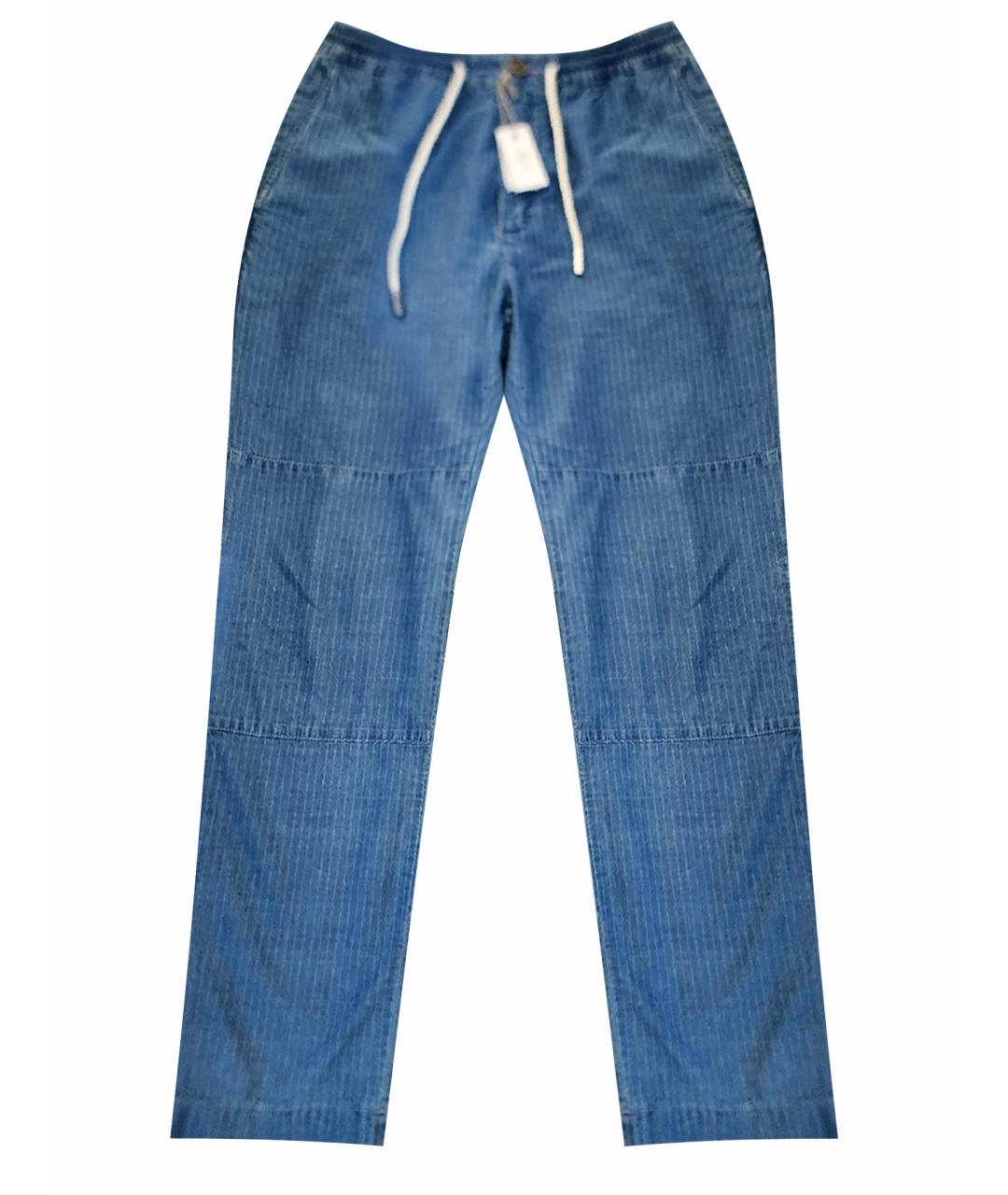ELEVENTY Синие хлопковые прямые брюки, фото 1