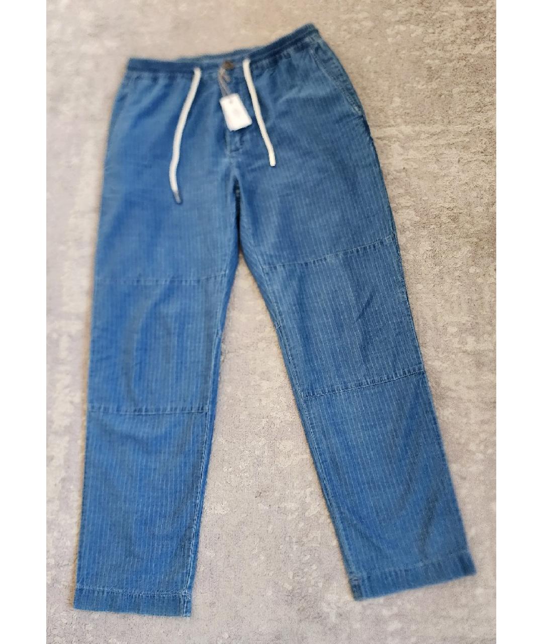 ELEVENTY Синие хлопковые прямые брюки, фото 10