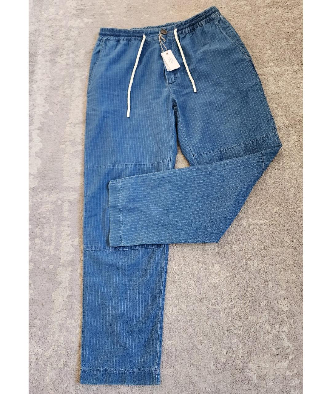 ELEVENTY Синие хлопковые прямые брюки, фото 6