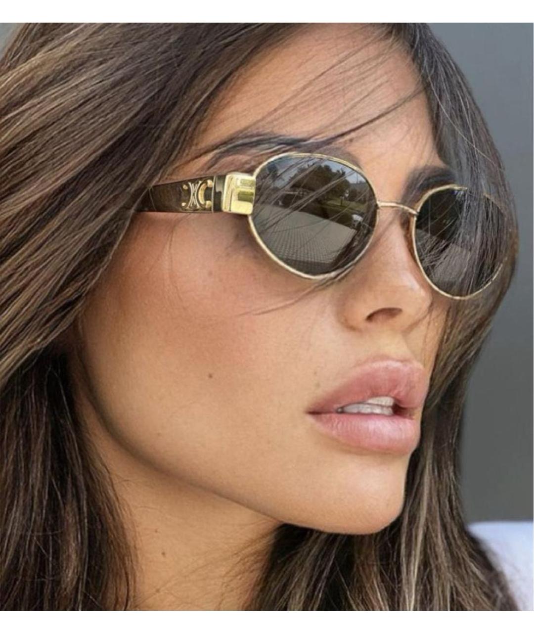 CELINE Золотые металлические солнцезащитные очки, фото 3