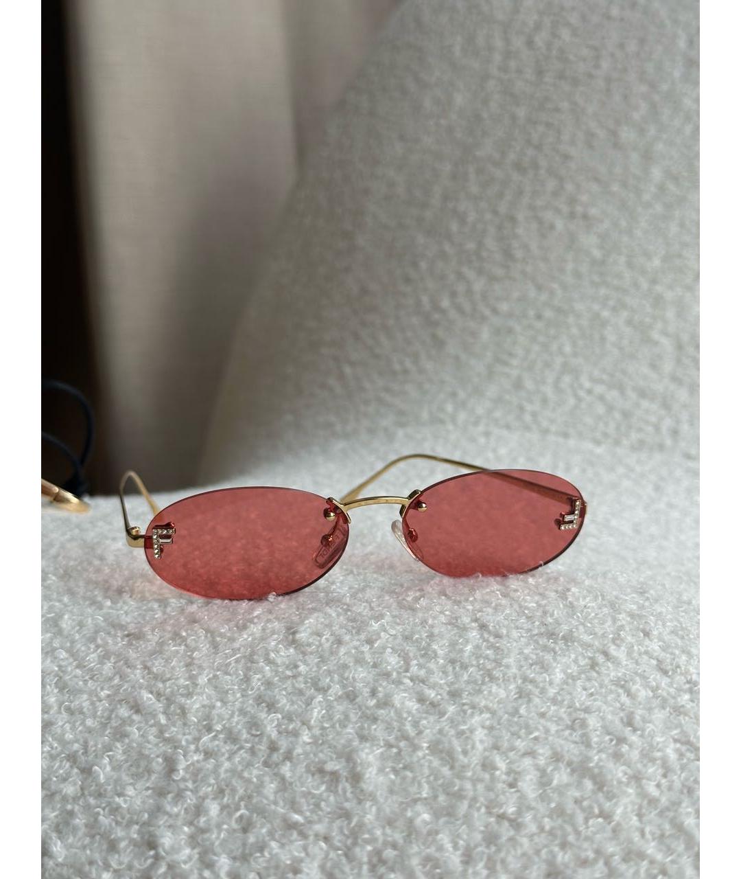 FENDI Золотые металлические солнцезащитные очки, фото 7