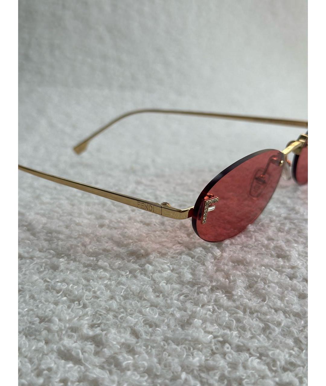 FENDI Золотые металлические солнцезащитные очки, фото 6