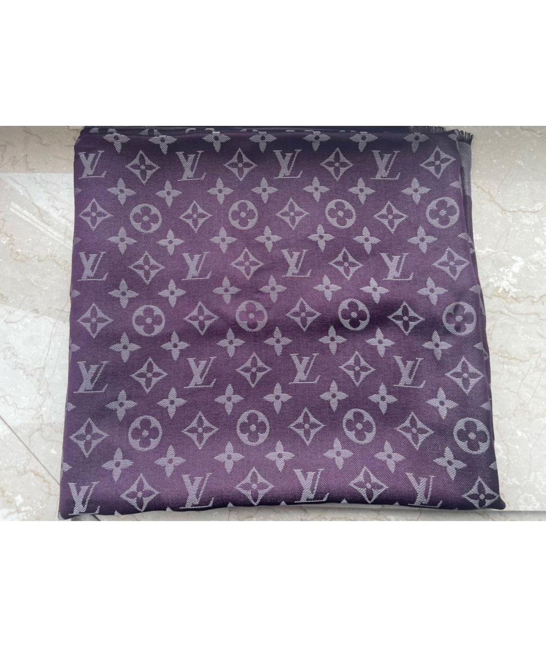 LOUIS VUITTON PRE-OWNED Фиолетовый шерстяной платок, фото 5