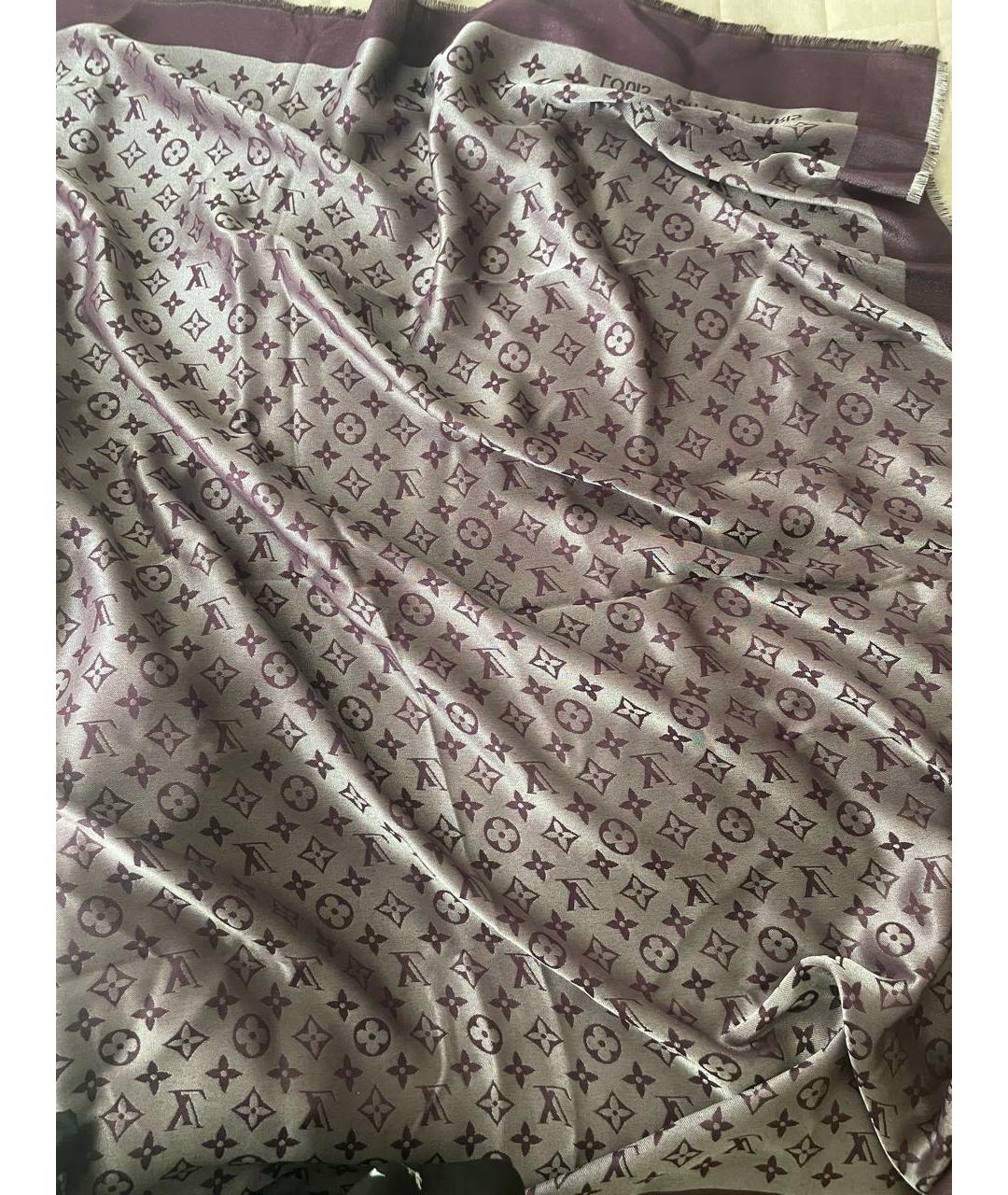 LOUIS VUITTON PRE-OWNED Фиолетовый шерстяной платок, фото 4