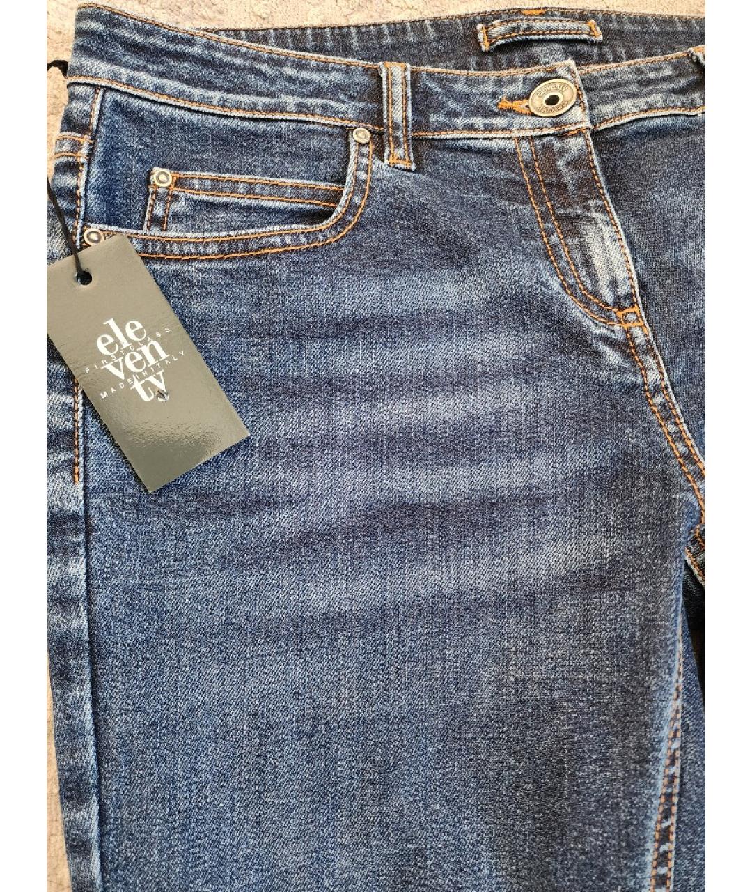 ELEVENTY Синие хлопко-эластановые прямые джинсы, фото 4