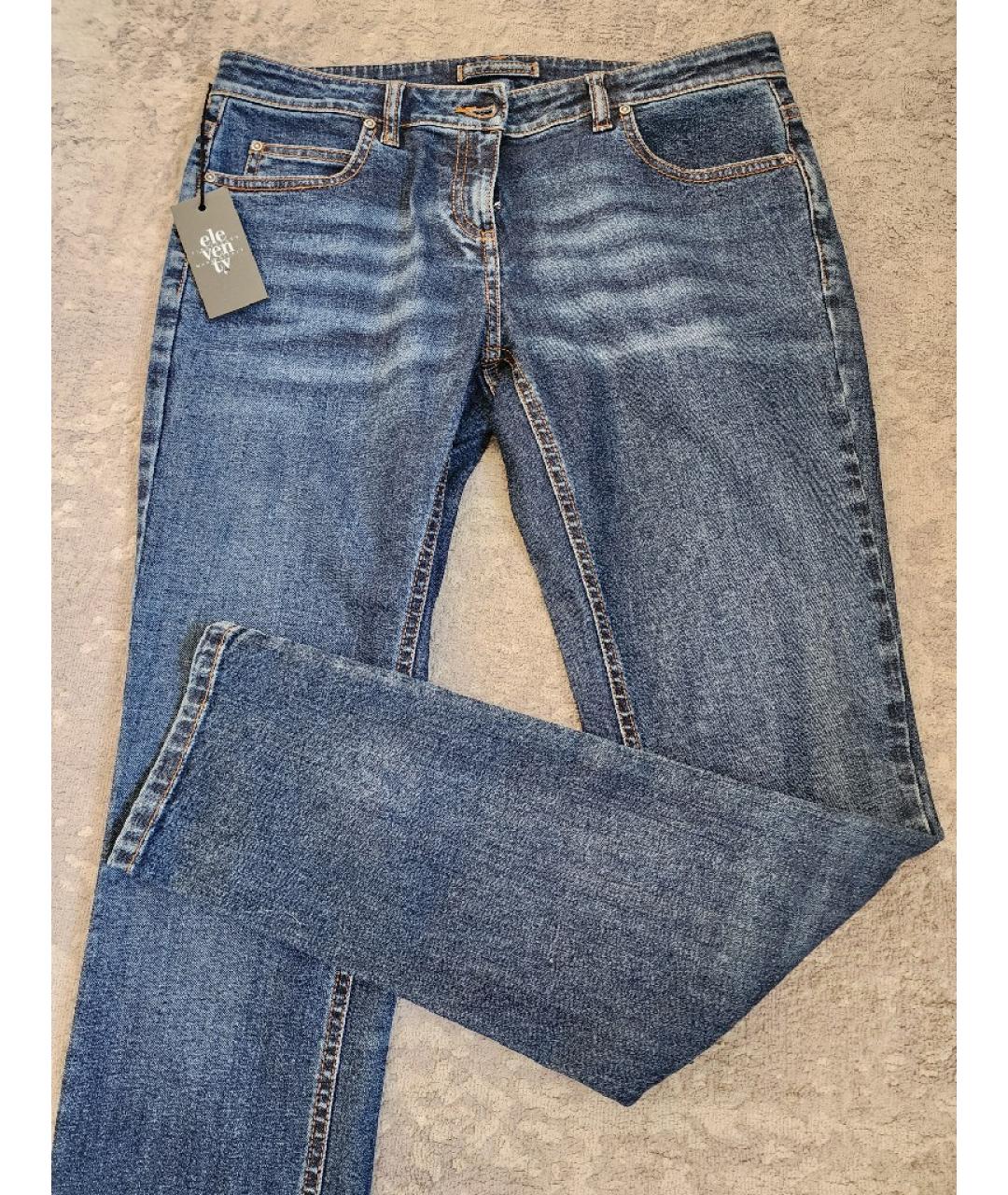 ELEVENTY Синие хлопко-эластановые прямые джинсы, фото 6