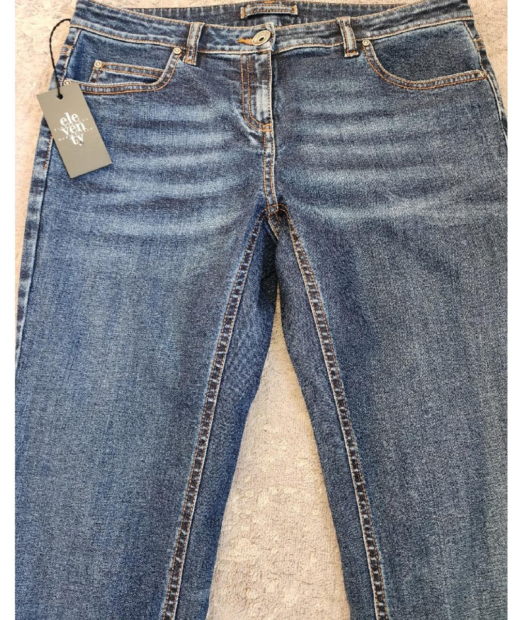 ELEVENTY Синие хлопко-эластановые прямые джинсы, фото 3