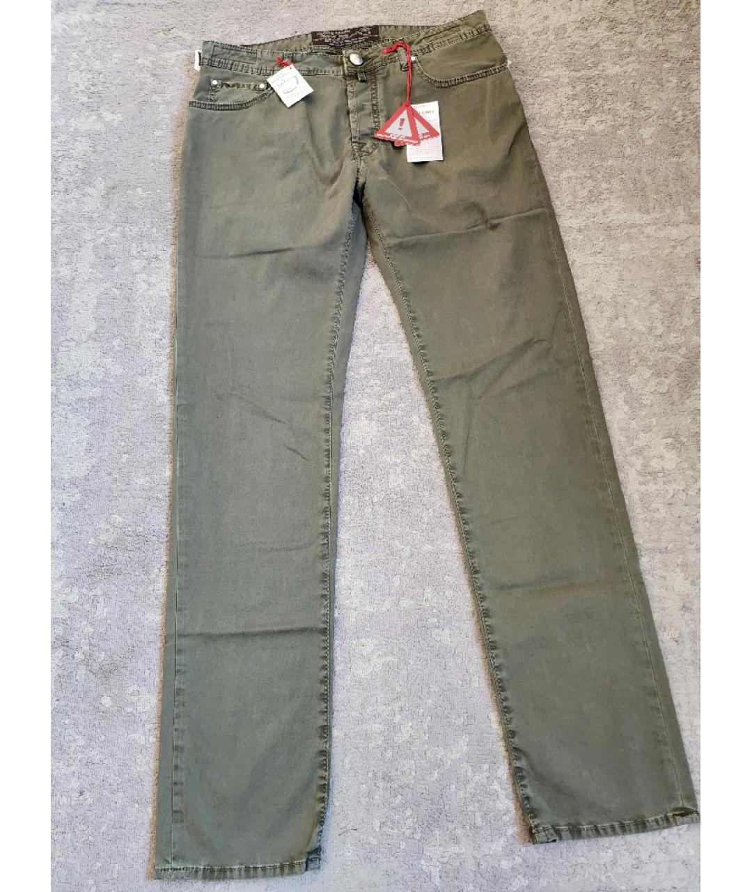 JACOB COHEN Зеленые хлопковые прямые джинсы, фото 2
