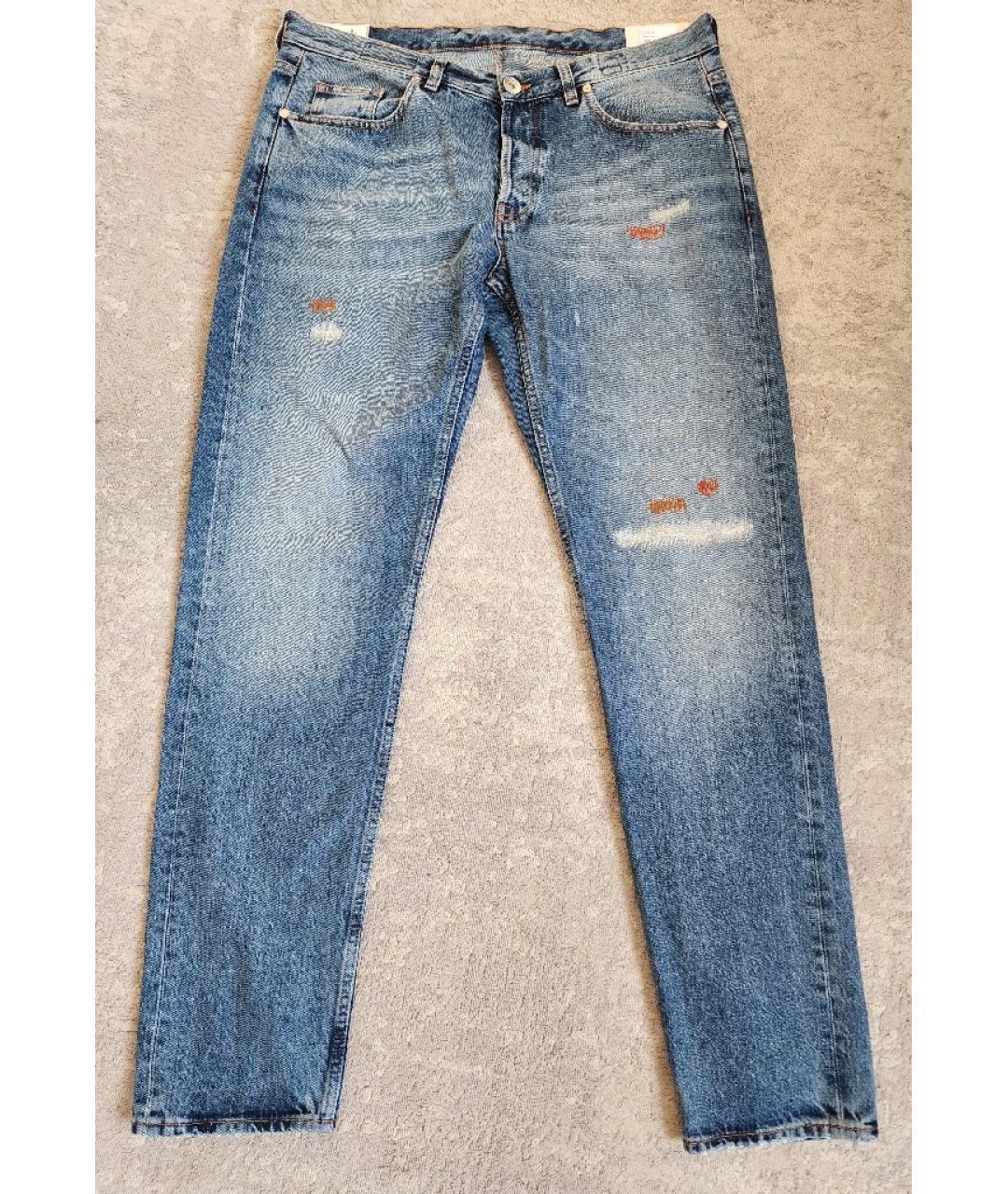 ELEVENTY Синие хлопковые прямые джинсы, фото 10