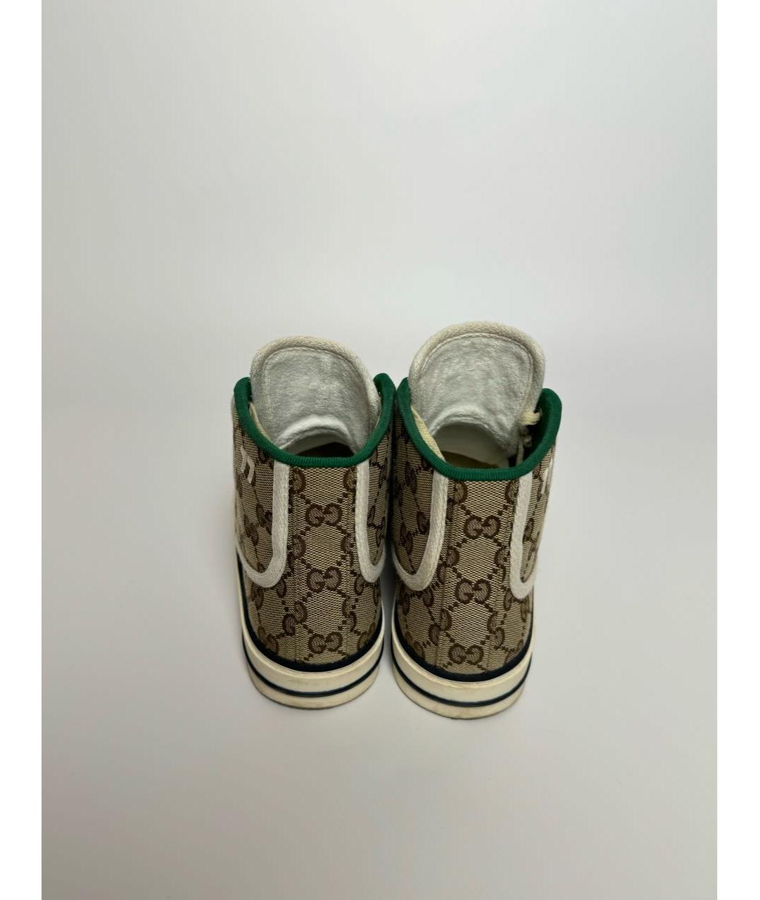 GUCCI Коричневые текстильные кеды, фото 4