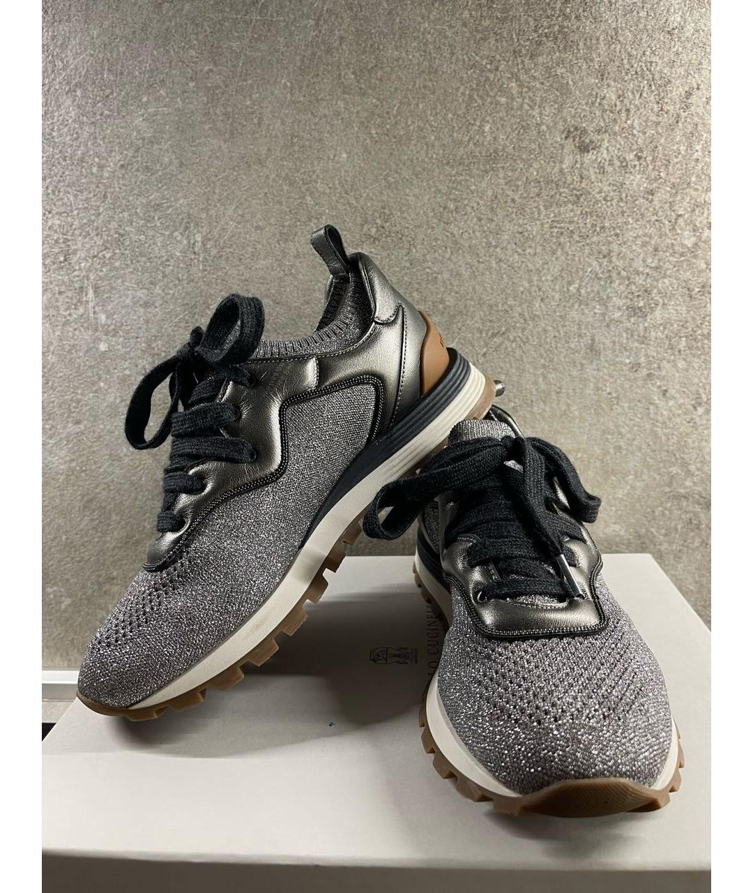 BRUNELLO CUCINELLI Серые текстильные кроссовки, фото 2