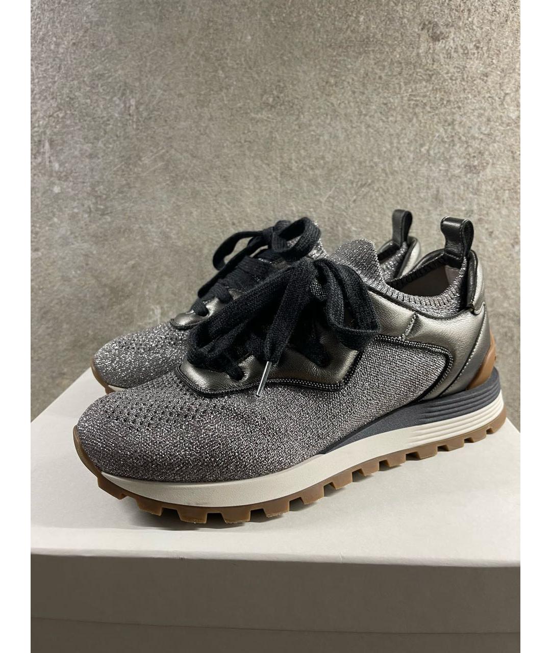 BRUNELLO CUCINELLI Серые текстильные кроссовки, фото 4