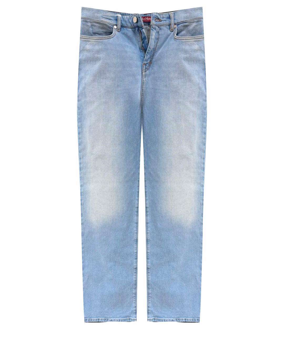 MAX MARA STUDIO Синие хлопко-эластановые прямые джинсы, фото 1