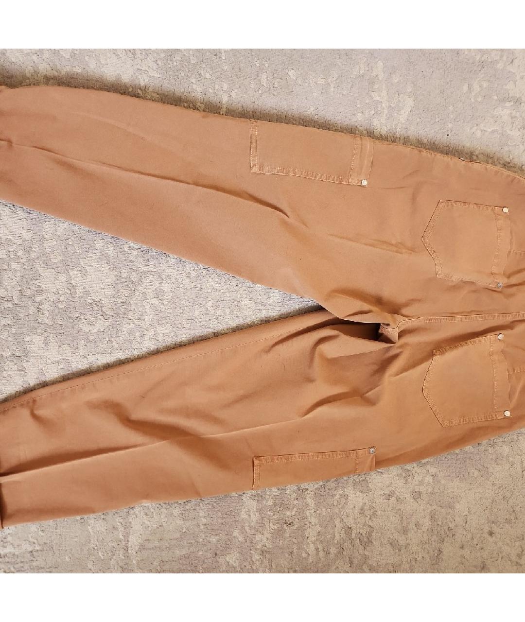PESERICO Коричневые хлопко-эластановые прямые брюки, фото 5