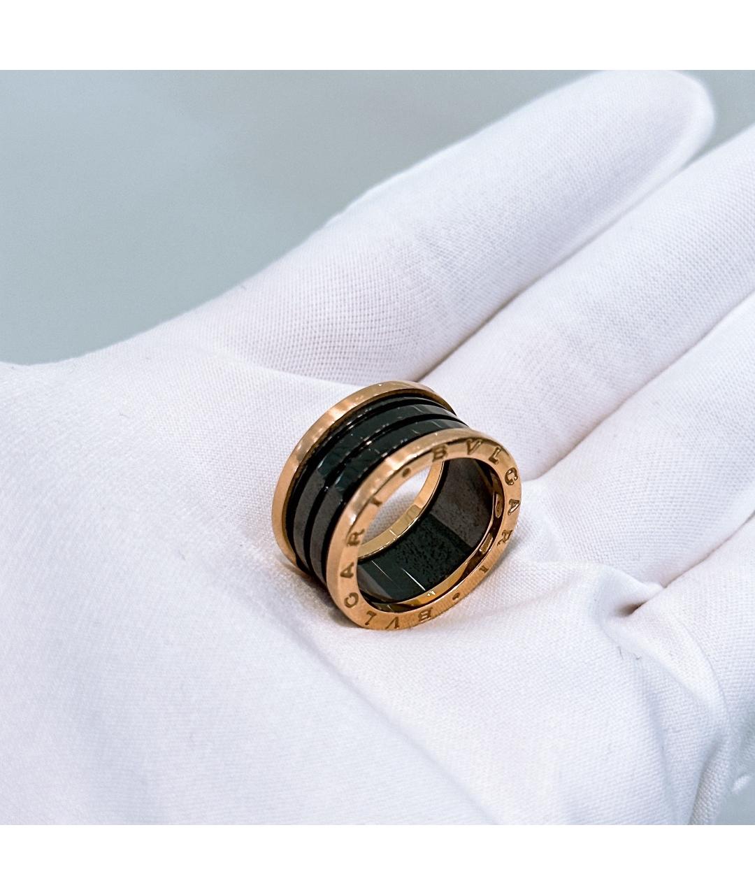 BVLGARI Черное кольцо из розового золота, фото 2