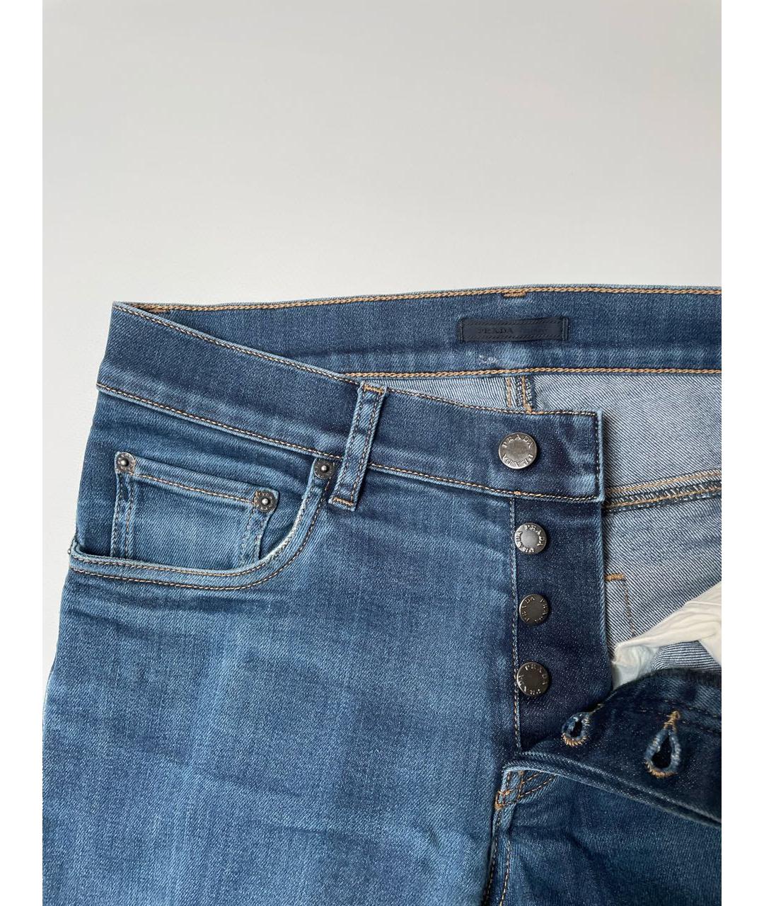 PRADA Синие хлопковые прямые джинсы, фото 3