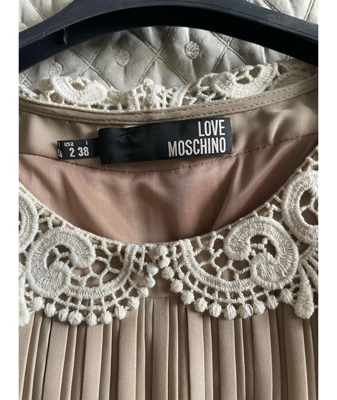 LOVE MOSCHINO Бежевое полиэстеровое повседневное платье, фото 3