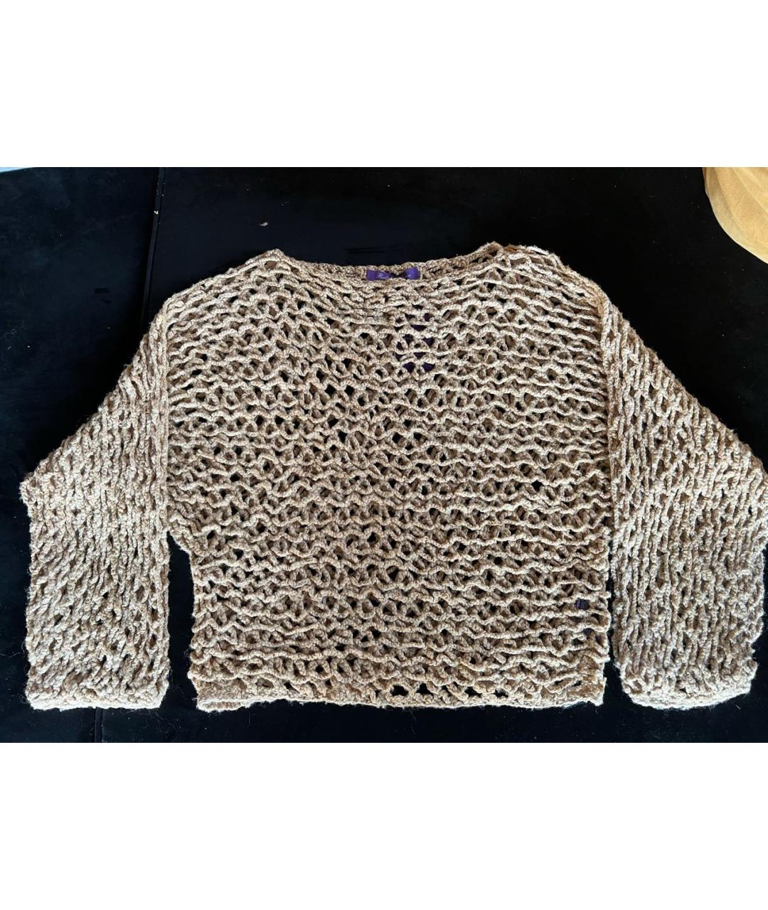 RALPH LAUREN PURPLE LABEL Бежевый шелковый джемпер / свитер, фото 9