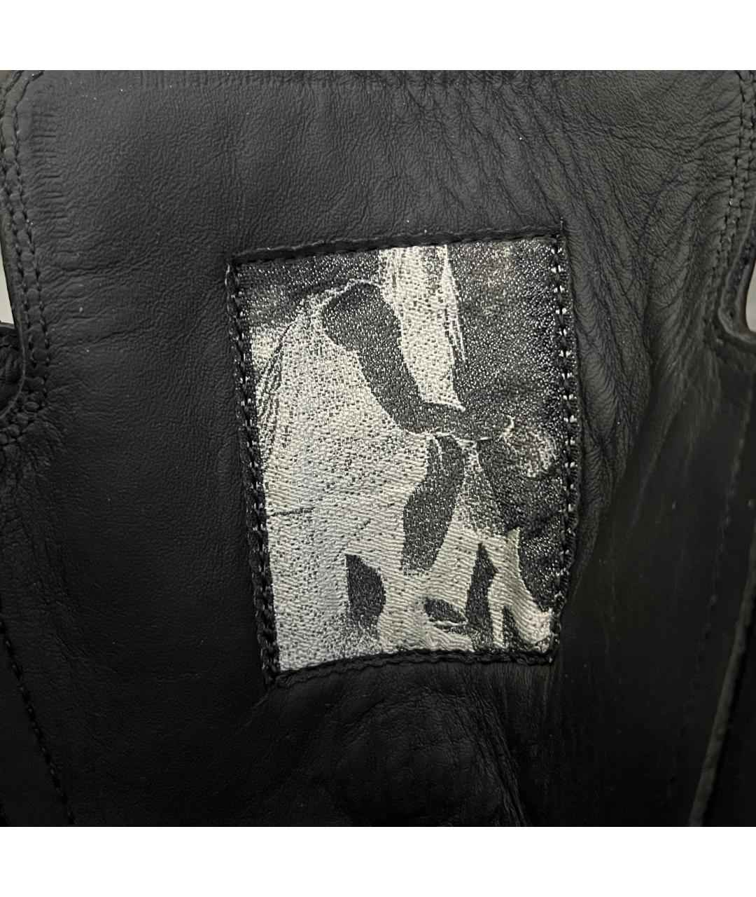 RICK OWENS Черные кожаные высокие кроссовки / кеды, фото 8