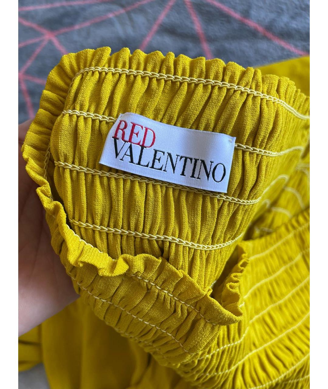 RED VALENTINO Желтый вискозный комбинезон, фото 4