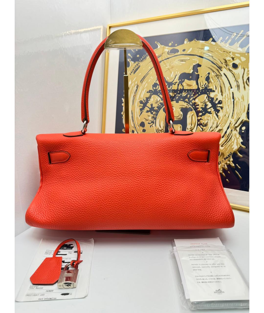 HERMES Оранжевая кожаная сумка тоут, фото 2