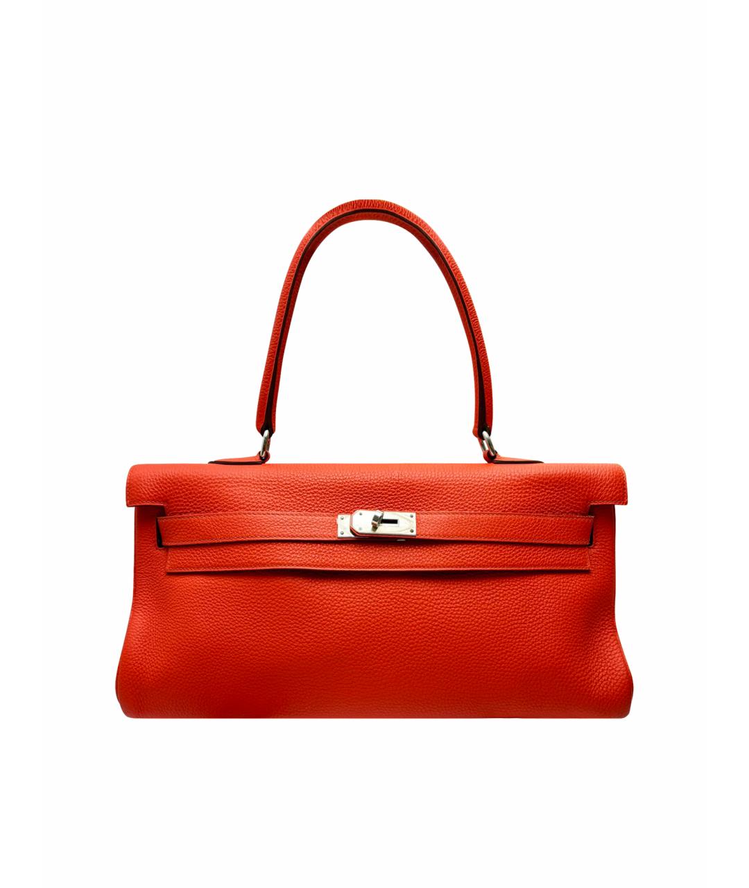 HERMES Оранжевая кожаная сумка тоут, фото 1