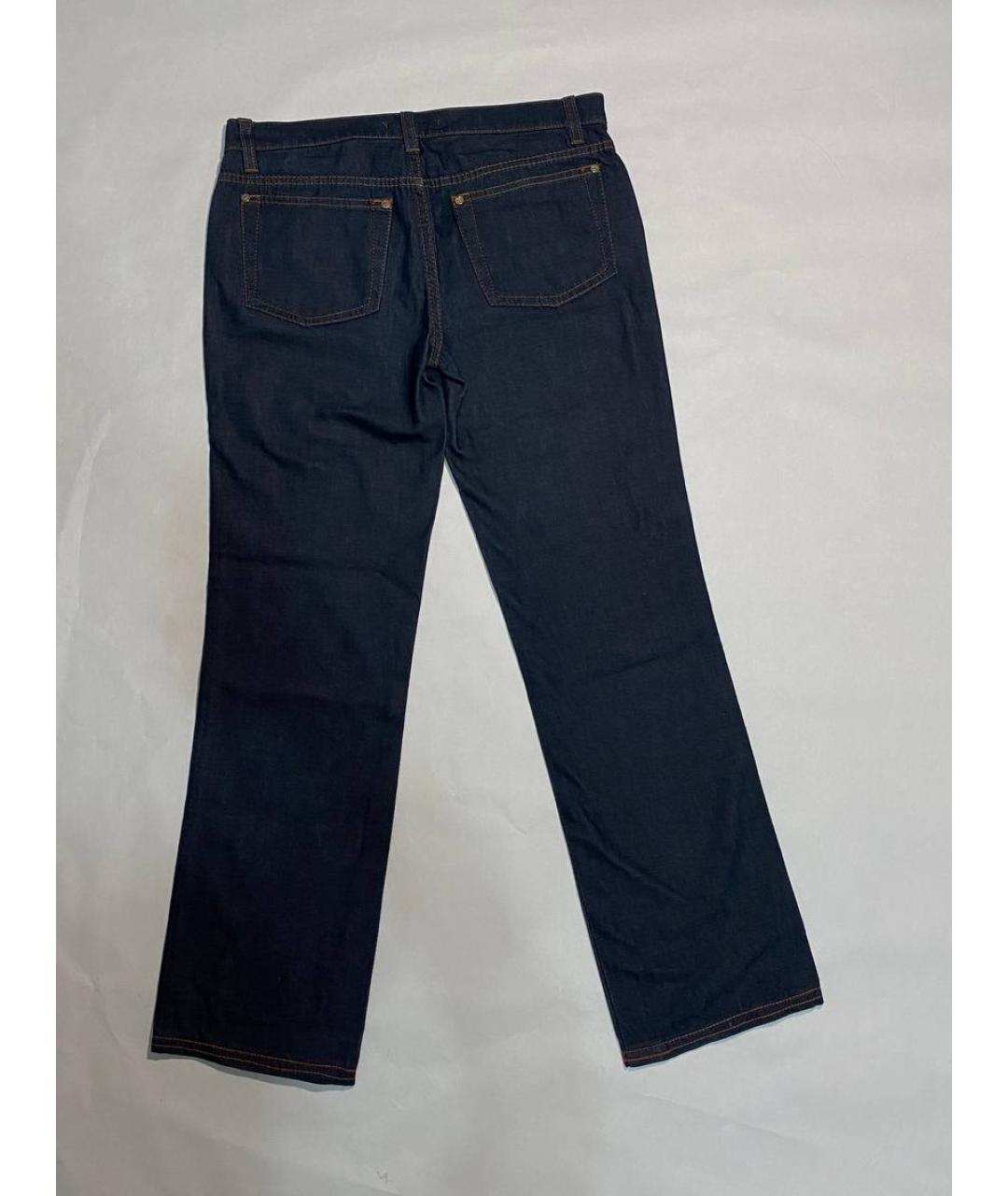 ROBERTO CAVALLI Темно-синие хлопко-эластановые прямые джинсы, фото 2