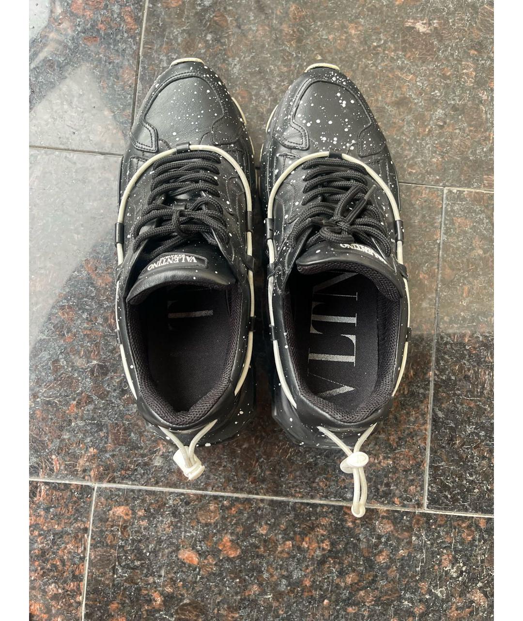 VALENTINO Черные кожаные высокие кроссовки / кеды, фото 3