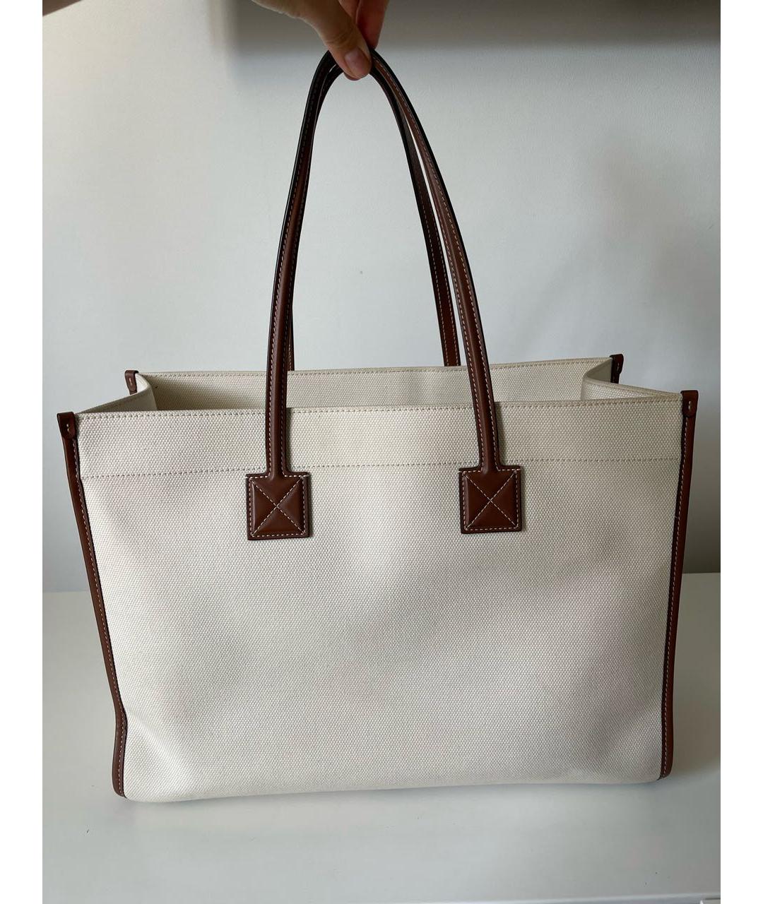 BURBERRY Бежевая тканевая сумка тоут, фото 3