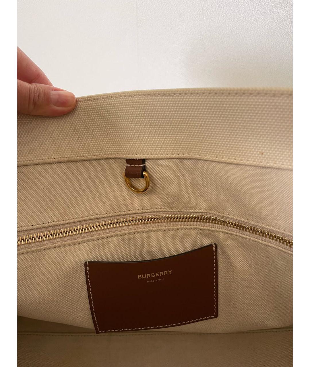 BURBERRY Бежевая тканевая сумка тоут, фото 6