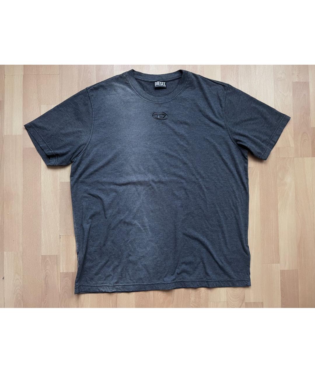 DIESEL Антрацитовая хлопко-полиэстеровая футболка, фото 8