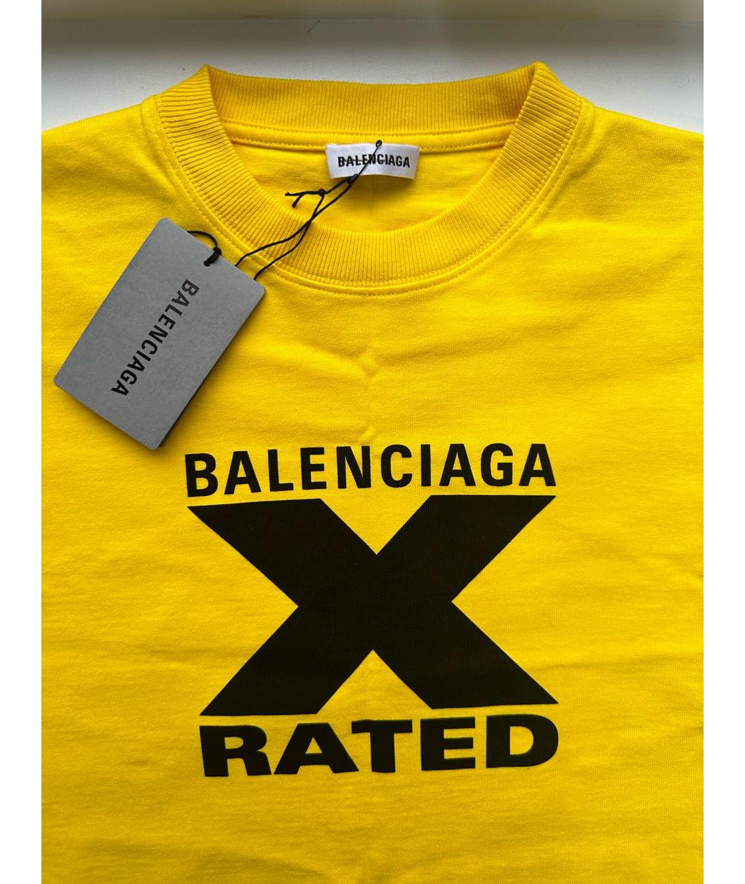 BALENCIAGA Желтая хлопковая футболка, фото 6