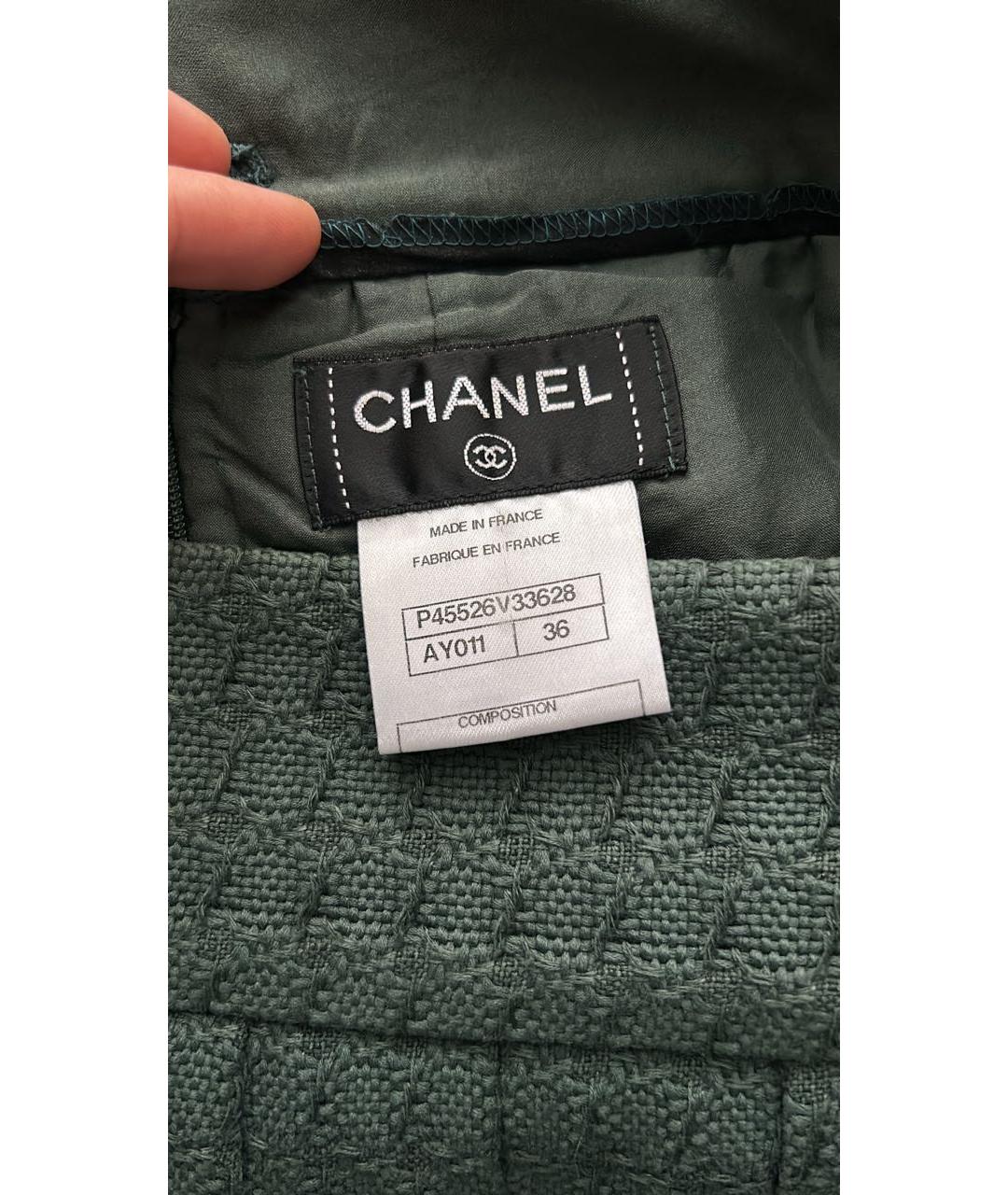 CHANEL PRE-OWNED Зеленая юбка мини, фото 5