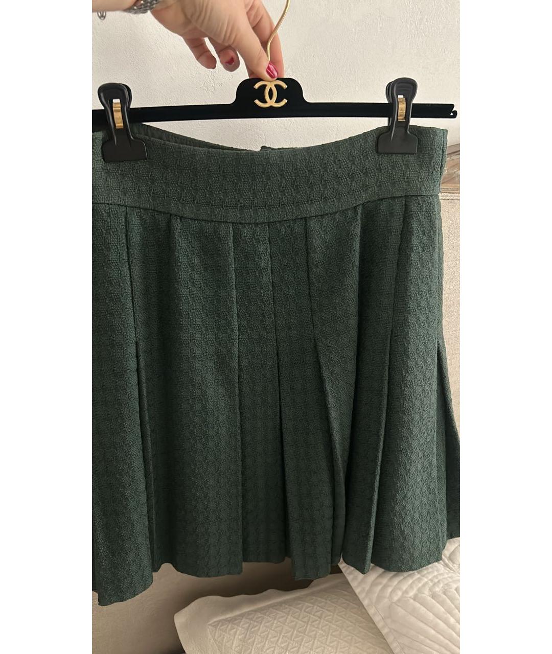 CHANEL PRE-OWNED Зеленая юбка мини, фото 2