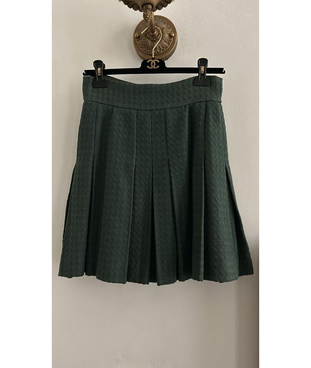 CHANEL PRE-OWNED Зеленая юбка мини, фото 6