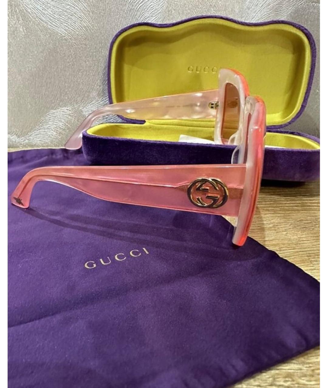 GUCCI Розовые пластиковые солнцезащитные очки, фото 2