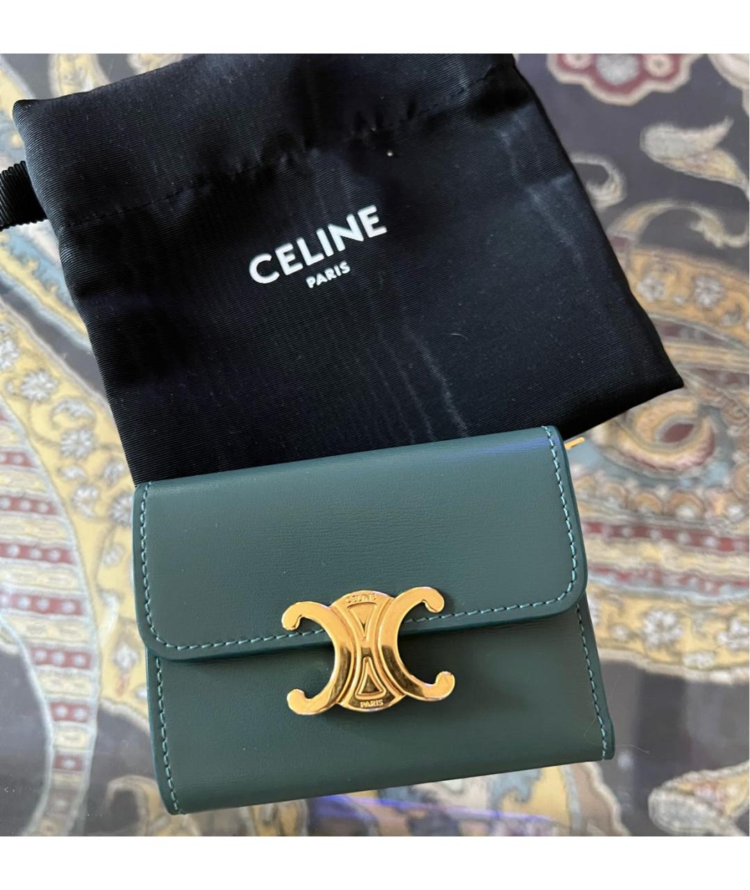 CELINE PRE-OWNED Голубой кожаный кошелек, фото 5