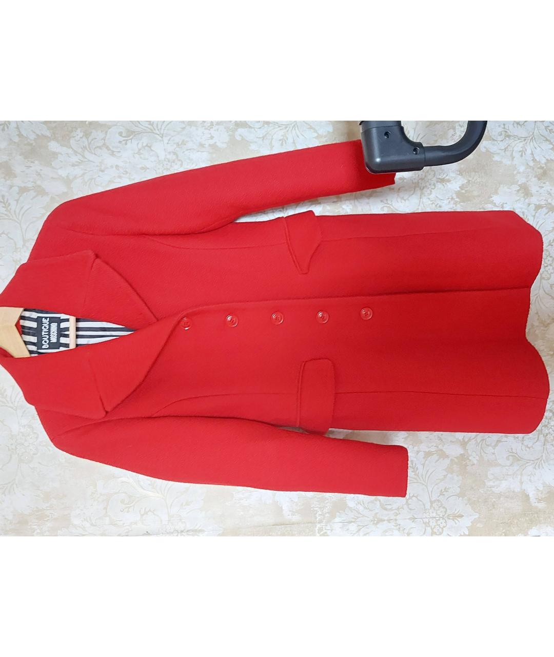 BOUTIQUE MOSCHINO Красное шерстяное пальто, фото 10