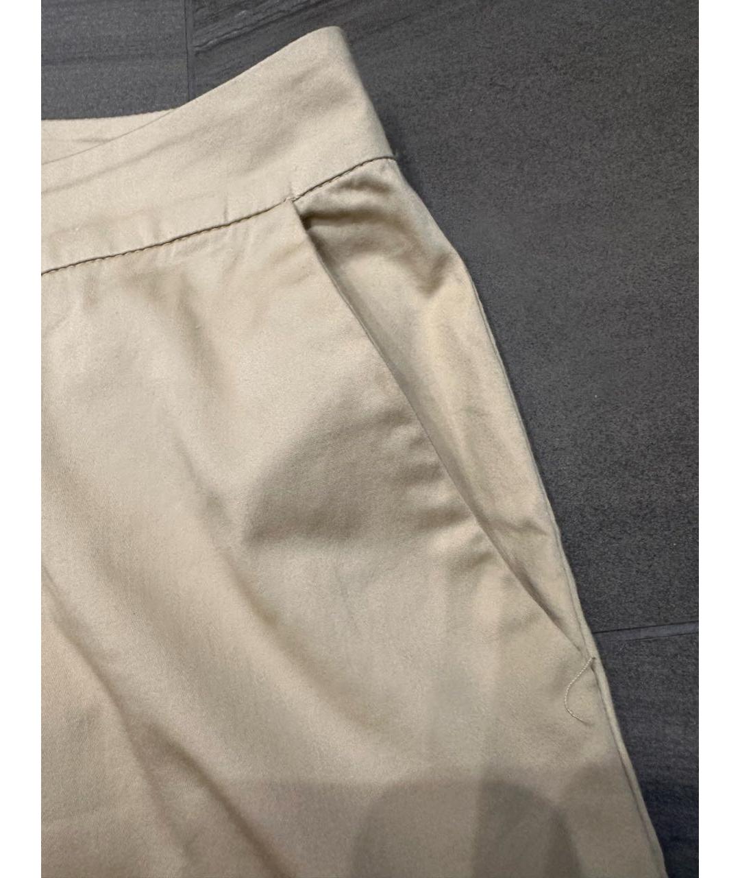 MAX&MOI Бежевые хлопко-эластановые прямые брюки, фото 4