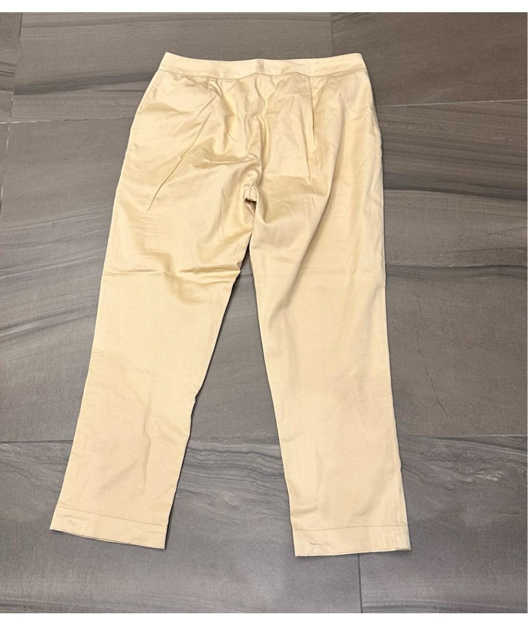 MAX&MOI Бежевые хлопко-эластановые прямые брюки, фото 2