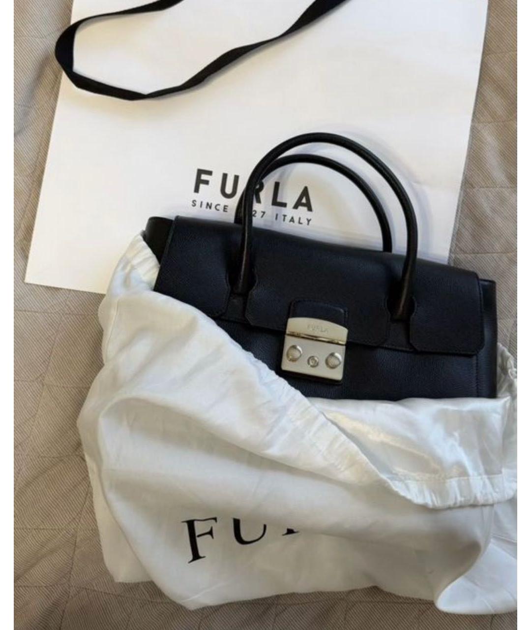 FURLA Черная кожаная сумка через плечо, фото 4