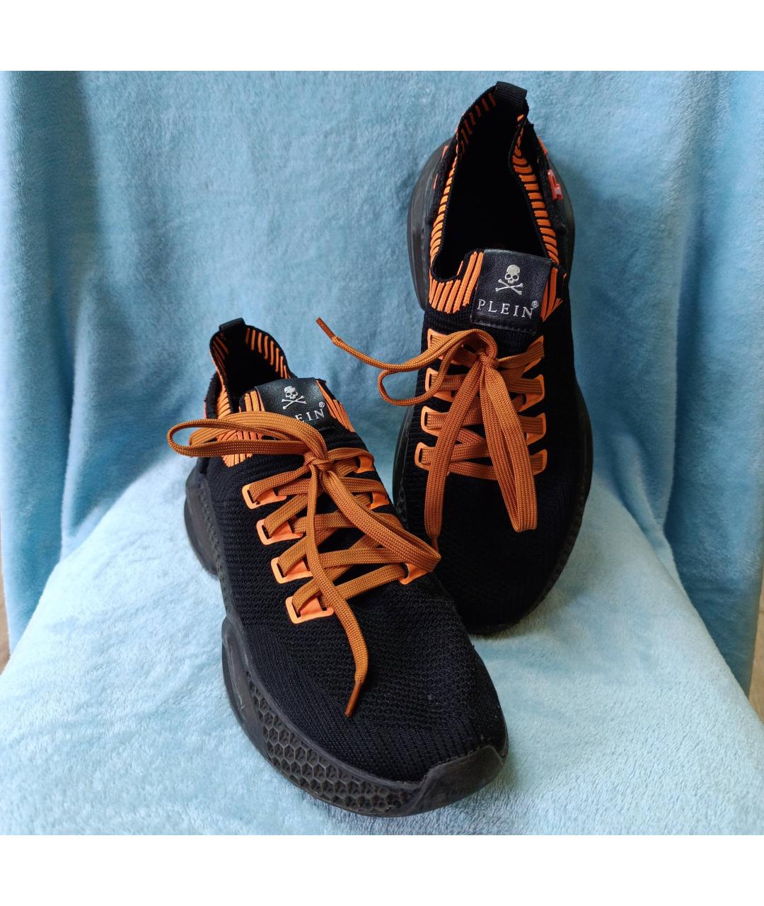 PHILIPP PLEIN Черные текстильные низкие кроссовки / кеды, фото 7