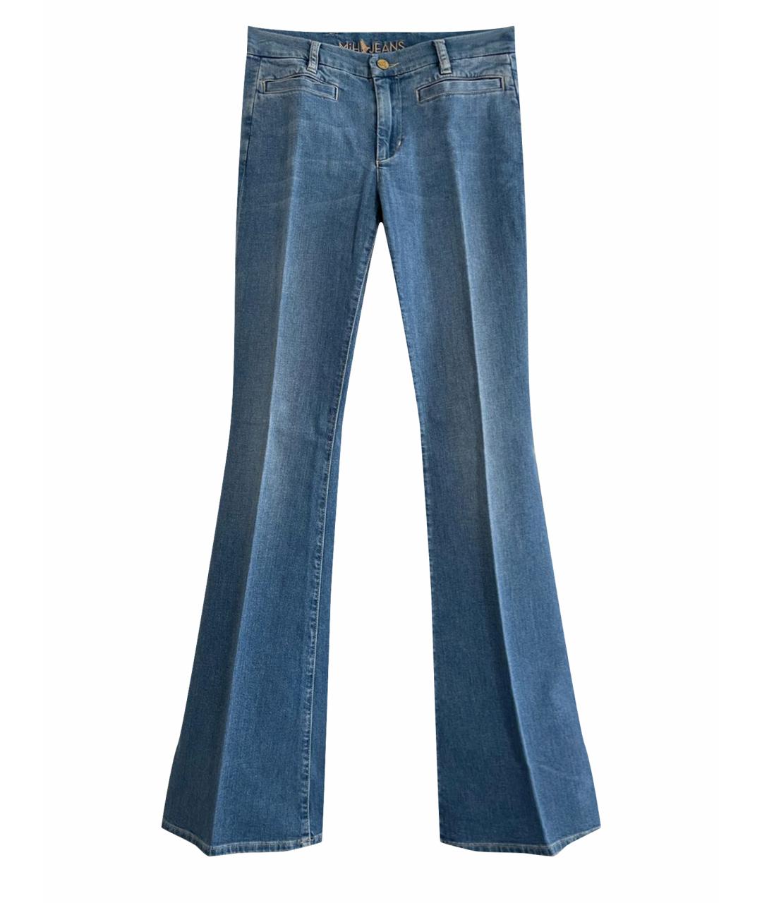 MIH JEANS Голубые хлопко-эластановые джинсы клеш, фото 1