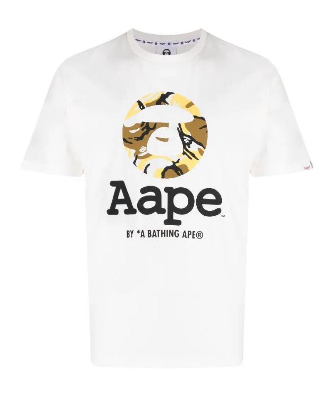 A BATHING APE Горчичная хлопковая футболка, фото 1