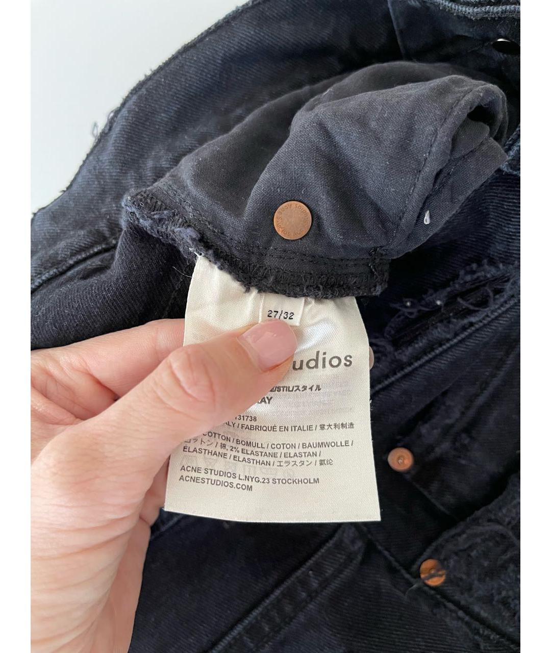 ACNE STUDIOS Черные хлопко-эластановые джинсы клеш, фото 4