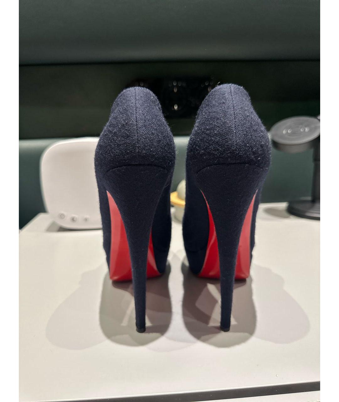 CHRISTIAN LOUBOUTIN Темно-синие текстильные ботильоны, фото 4