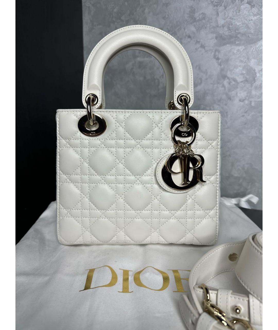 CHRISTIAN DIOR Белая кожаная сумка тоут, фото 8