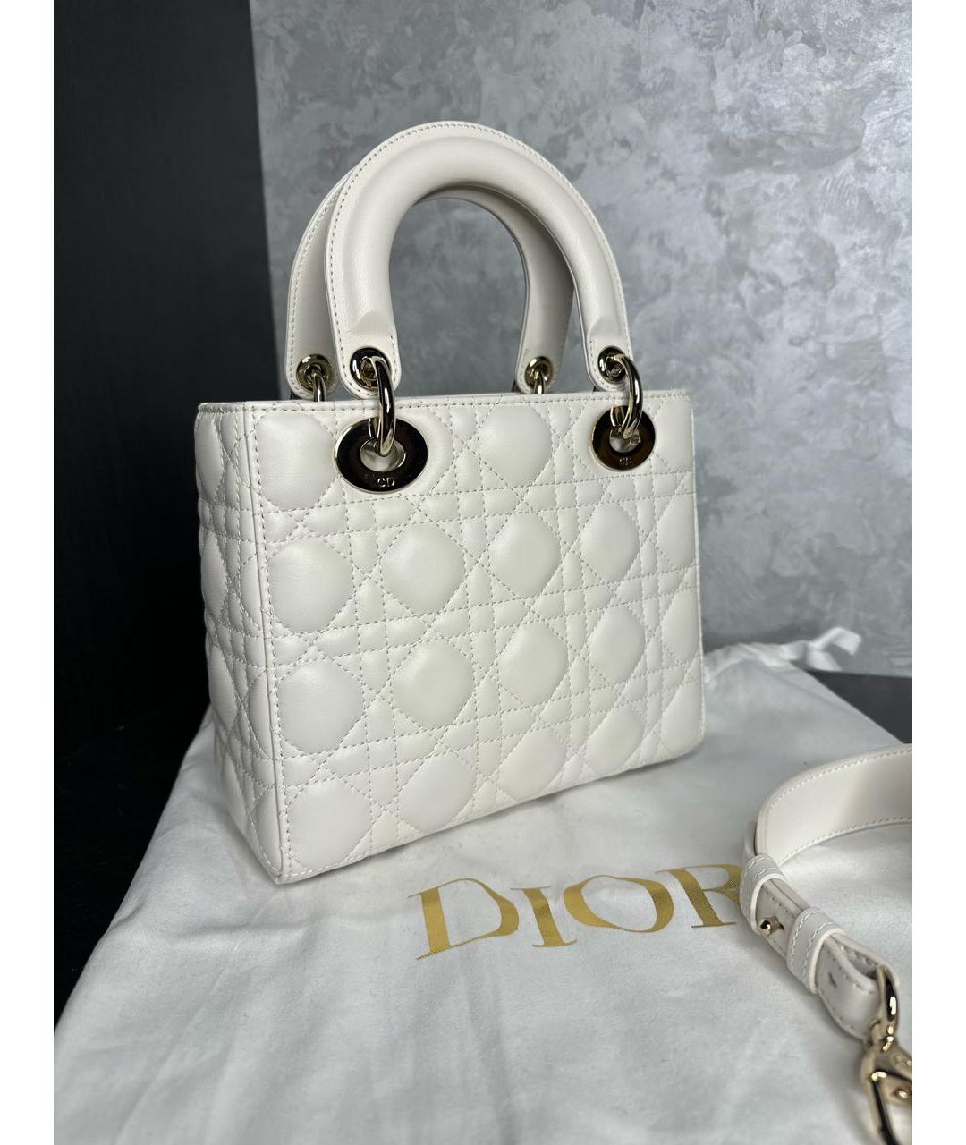CHRISTIAN DIOR Белая кожаная сумка тоут, фото 3