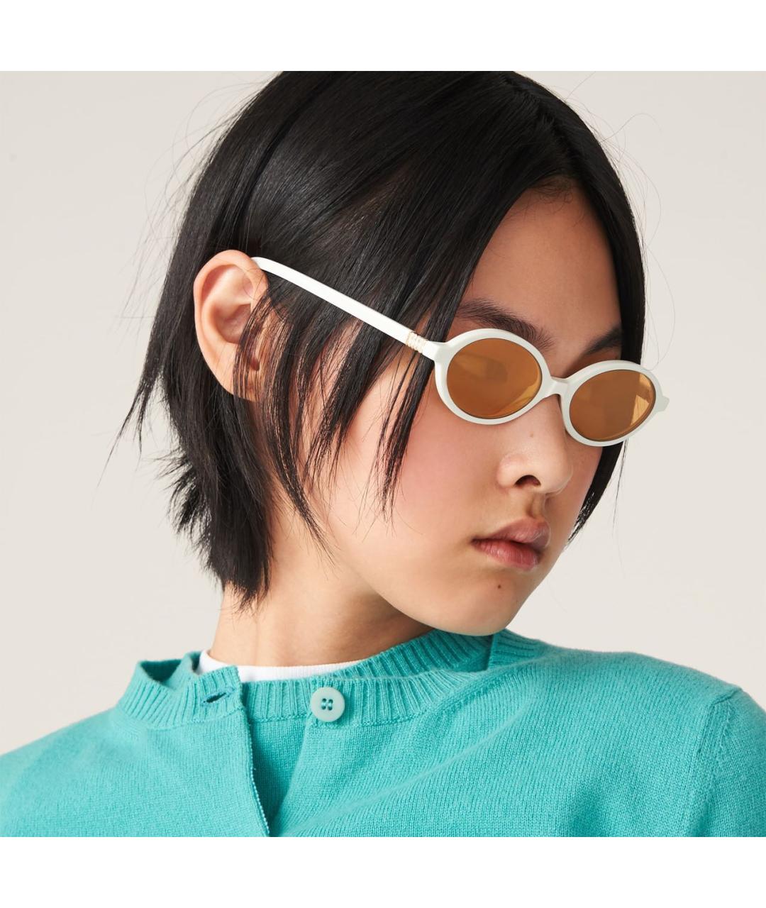 MIU MIU Белые пластиковые солнцезащитные очки, фото 2